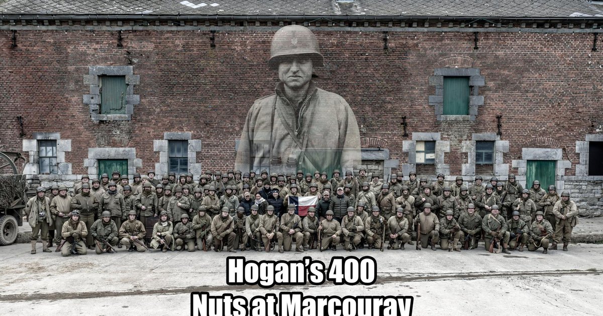 Group photo of the NUTS at Marcouray 2024 edition — reenactors and families