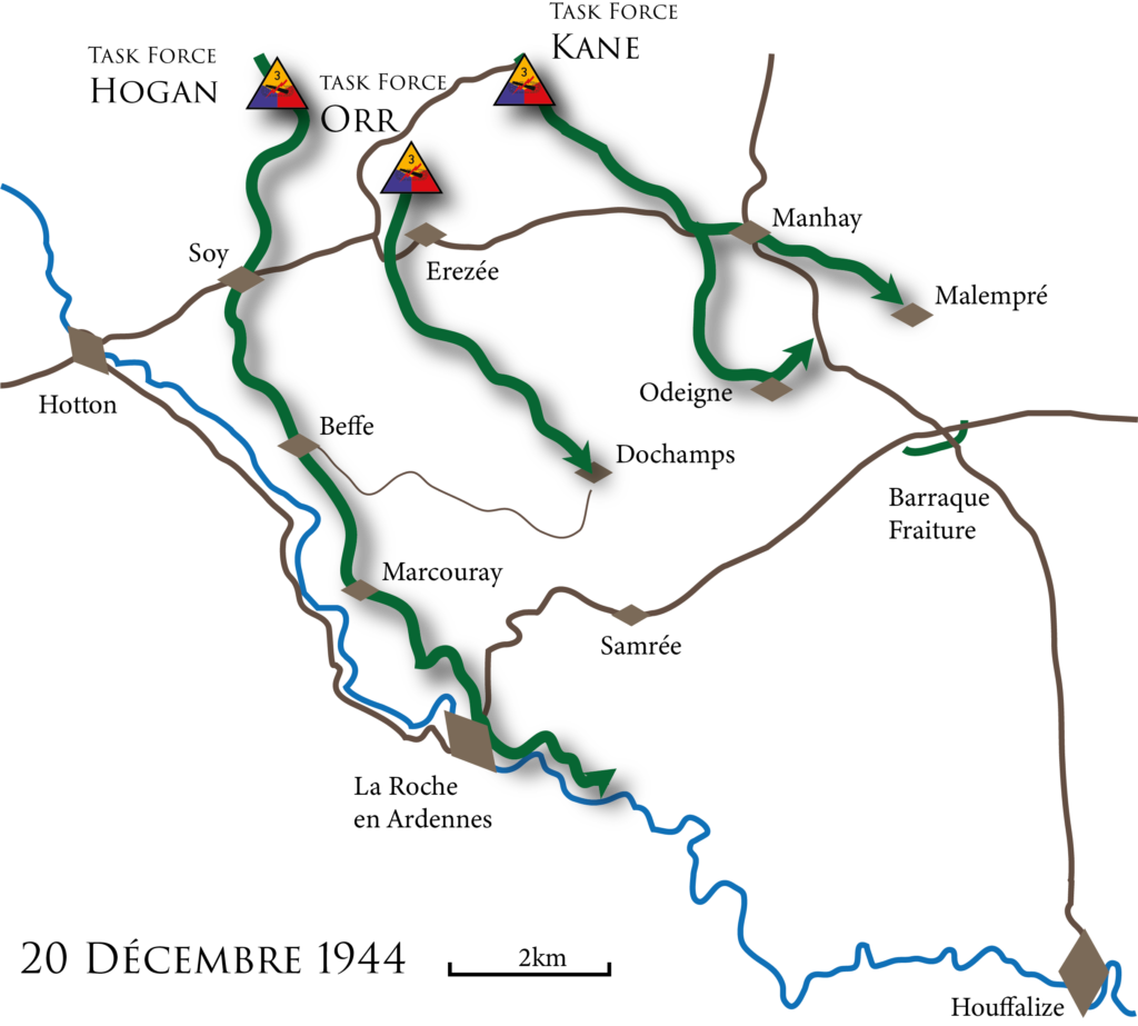 Carte tactique 20 décembre 1944 — positions des Task Forces